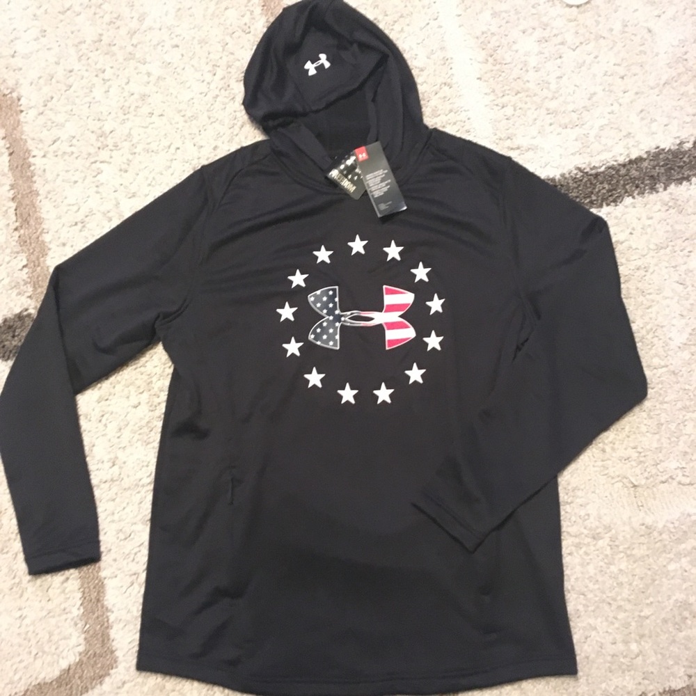 NWT Under Armour Freedom Tech Terry Hoodie Black